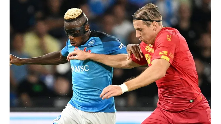 Victor Osimhen of Napol and Federico Baschirotto of Lecce