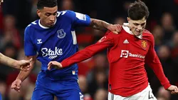 Ben Godfrey of Everton and Alejandro Garnacho of Manchester United