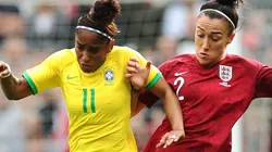 Barbosa Francisleide of Brazil and Lucy Bronze of England