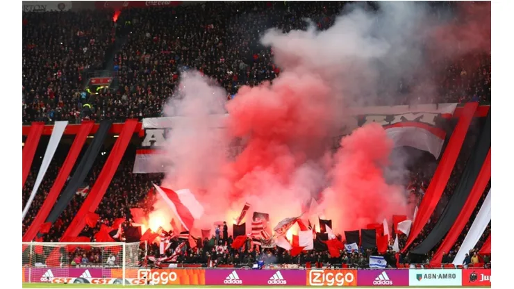 Ajax fans prior to the Dutch Eredivisie match between Ajax Amsterdam and Feyenoord