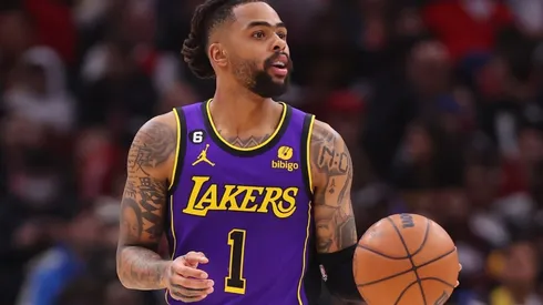 D'Angelo Russell #1 of the Los Angeles Lakers