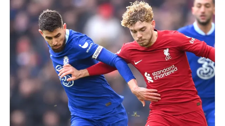 Jorginho of Chelsea and Harvey Elliott of Liverpool