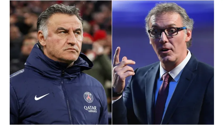 Christophe Galtier of PSG and Laurent Blanc of Lyon
