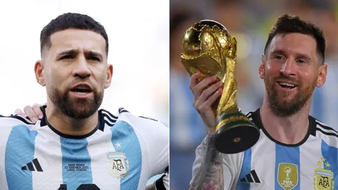 Nicolas Otamendi and Lionel Messi with Argentina