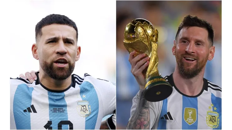 Nicolas Otamendi and Lionel Messi with Argentina