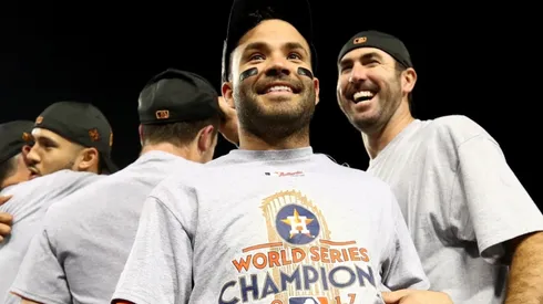 Altuve during the 2022 MLB title celebration