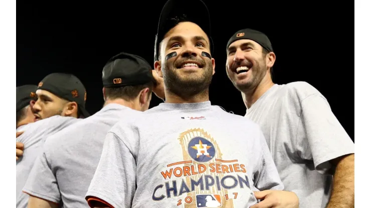 Altuve during the 2022 MLB title celebration