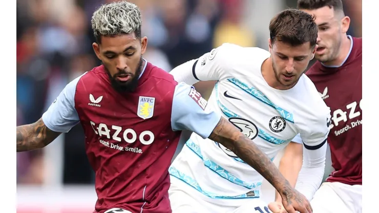 Douglas Luiz of Aston Villa and Mason Mount of Chelsea