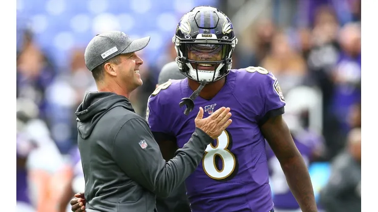 John Harbaugh and Lamar Jackson - Baltimore Ravens - NFL 2019
