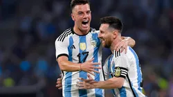 Giovani Lo Celso celebrating Lionel Messi's goal in Argentina's win over Curacao.