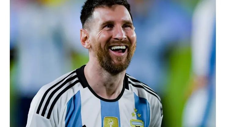 Lionel Messi at Argentina's celebration