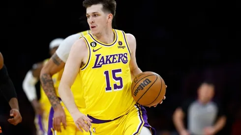 Austin Reaves #15 of the Los Angeles Lakers