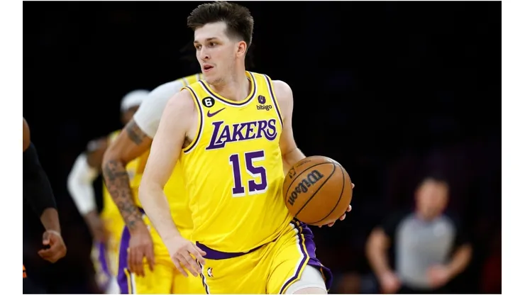 Austin Reaves #15 of the Los Angeles Lakers