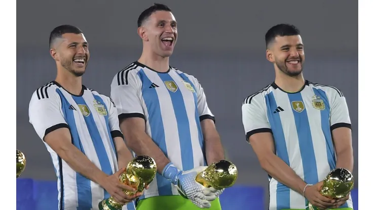 Guido Rodriguez, Emiliano Martinez, and Geronimo Rulli of Argentina