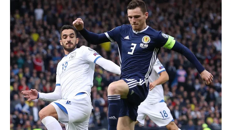 Andy Robertson of Scotland against Cyprus