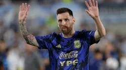 Argentina's captain Lionel Messi warming up.