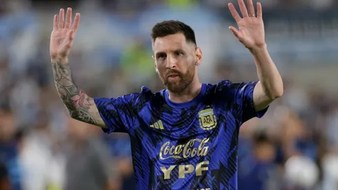 Argentina's captain Lionel Messi warming up.