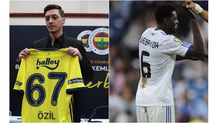 Mesut Ozil and Emmanuel Adebayor