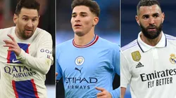 Lionel Messi, Julian Alvarez, and Karim Benzema