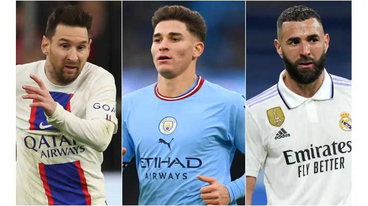 Lionel Messi, Julian Alvarez, and Karim Benzema
