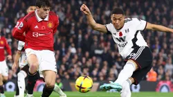 Victor Lindelof of Manchester United and Carlos Vinicius of Fulham