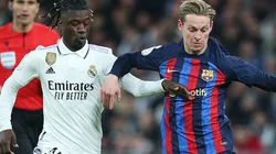 Eduardo Camavinga of Real Madrid and Frenkie de Jong of Barcelona