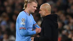 Erling Haaland and Pep Guardiola of Manchester City