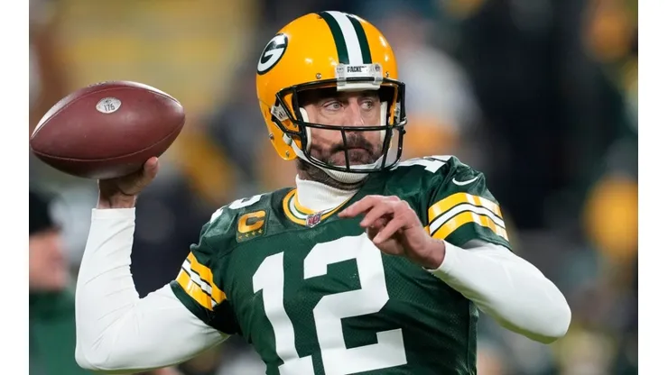 Aaron Rodgers with the Green Bay Packers during a game at Lambeau Field