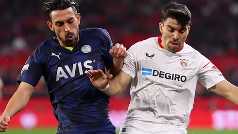 Marcos Acuna of Sevilla and Irfan Can Kahveci of Fenerbahce