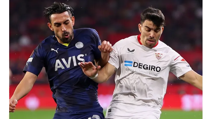 Marcos Acuna of Sevilla and Irfan Can Kahveci of Fenerbahce