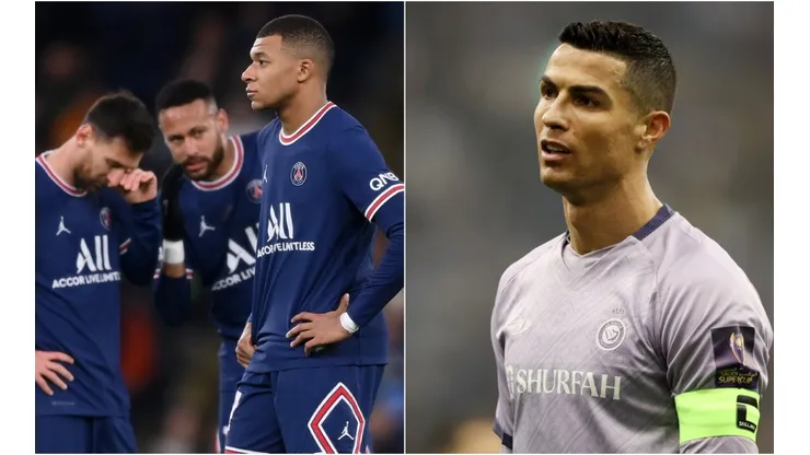 Lionel Messi, Neymar, and Kylian Mbappe of PSG and Cristiano Ronaldo of Al-Nassr