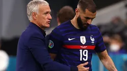 Didier Deschamps and Karim Benzema of France