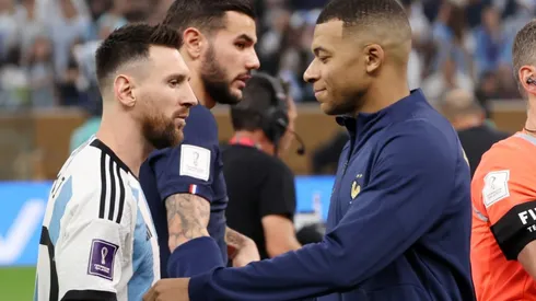 Kylian Mbappe of France and Lionel Messi of Argentina