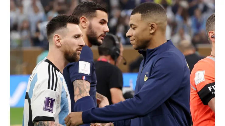Kylian Mbappe of France and Lionel Messi of Argentina