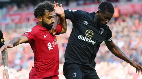 Mohamed Salah of Liverpool and Jefferson Lerma of Bournemouth