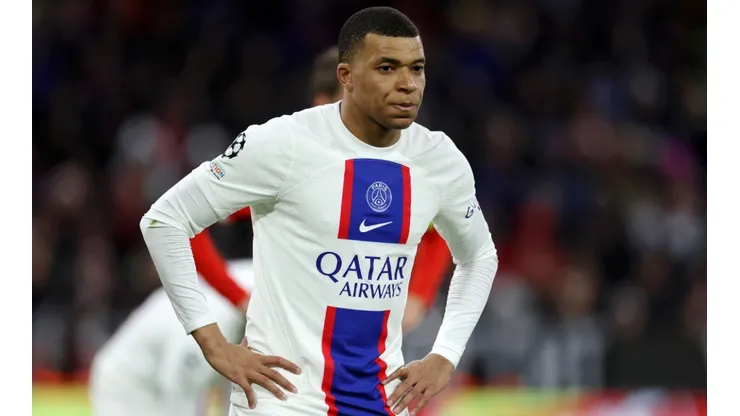 Kylian Mbappe in PSG vs Bayern for the Champions League