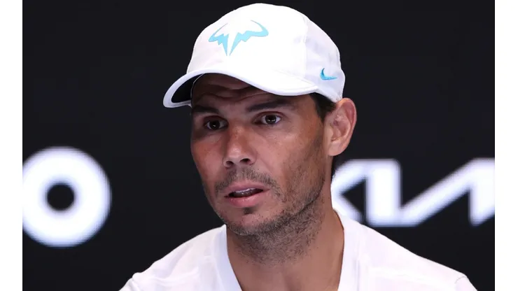 Rafael Nadal speaks during a press conference.