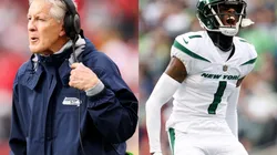 Seahawks coach Pete Carroll and Jets cornerback Sauce Gardner