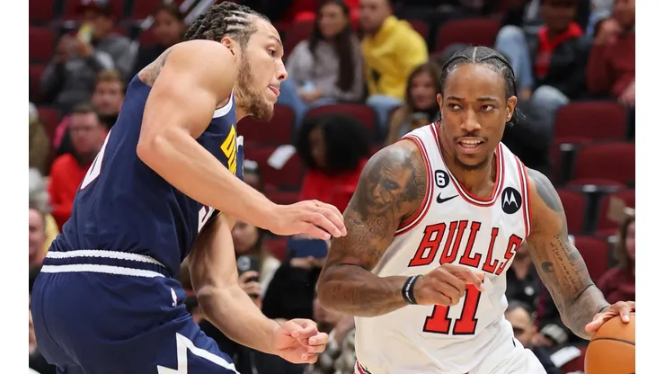 Aaron Gordon of the Denver Nuggets and DeMar DeRozan of the Chicago Bulls