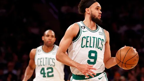 Derrick White #9 of the Boston Celtics