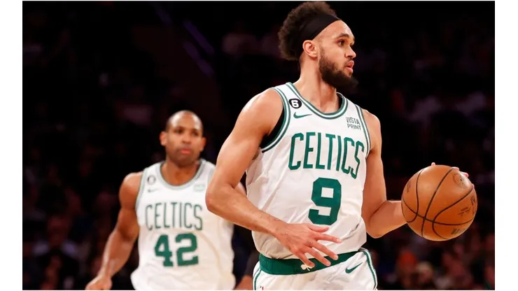 Derrick White #9 of the Boston Celtics