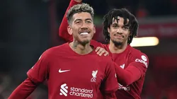 Roberto Firmino of Liverpool celebrates after scoring