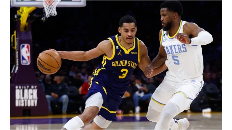 Jordan Poole #3 of the Golden State Warriors at Crypto.com Arena
