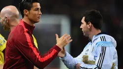 Cristiano Ronaldo of Portugal and Lionel Messi of Argentina