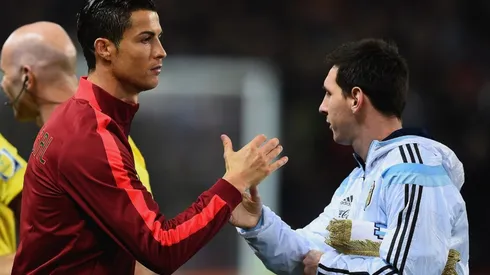 Cristiano Ronaldo of Portugal and Lionel Messi of Argentina
