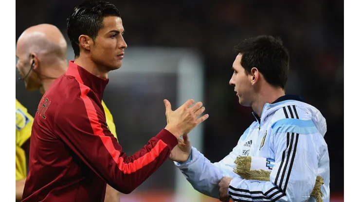 Cristiano Ronaldo of Portugal and Lionel Messi of Argentina