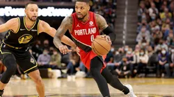 Damian Lillard of the Portland Trail Blazers and Stephen Curry of the Golden State Warrior