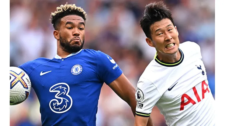 Reece James of Chelsea and Son Heung-Min of Tottenham