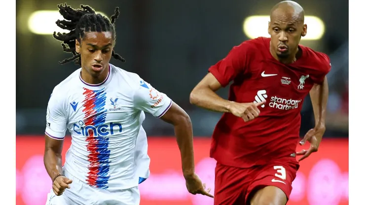 Jadan Raymond of Crystal Palace and Fabinho of Liverpool