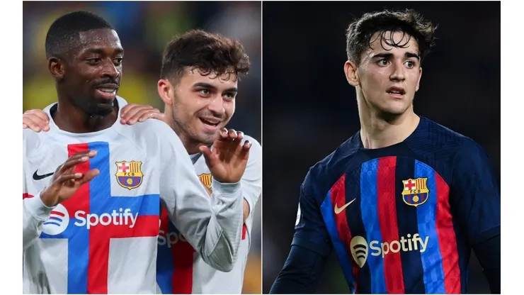 Ousmane Dembele, Pedri (left) and Gavi will miss Barcelona's match vs. Manchester United at Old Trafford.